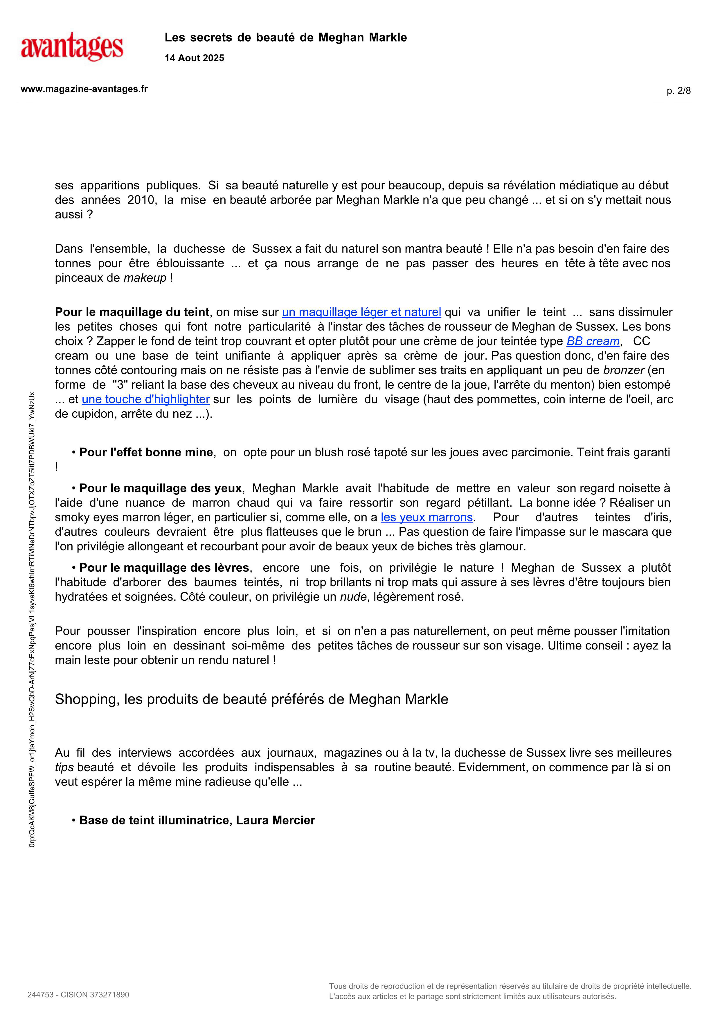 RevitaLash® Advanced paru dans Avantages - Août 2025